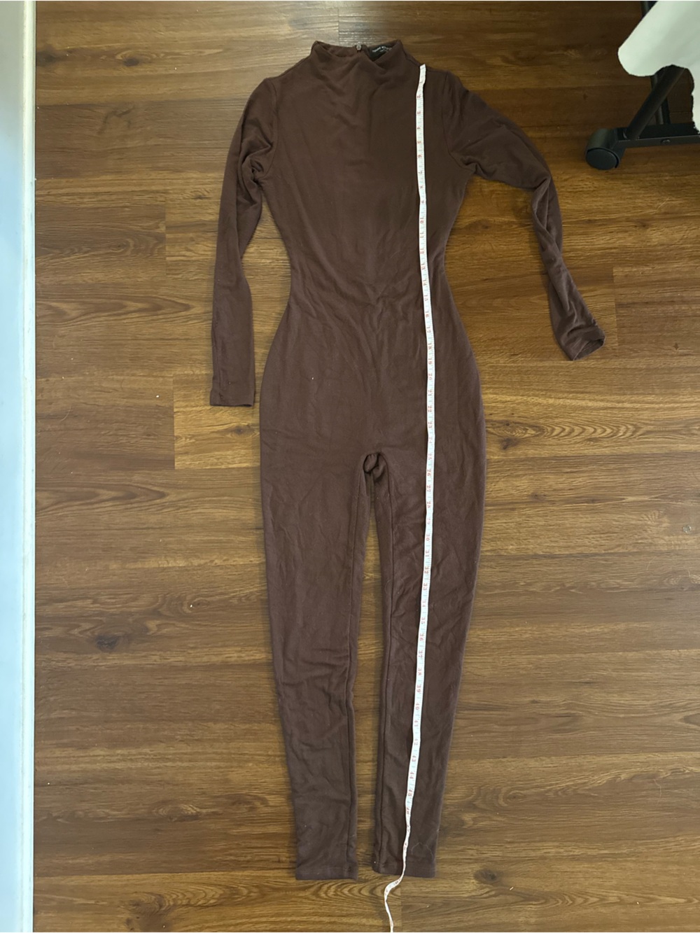naked wardrobe Brown Long-Sleeve Fitted Jumpsuit